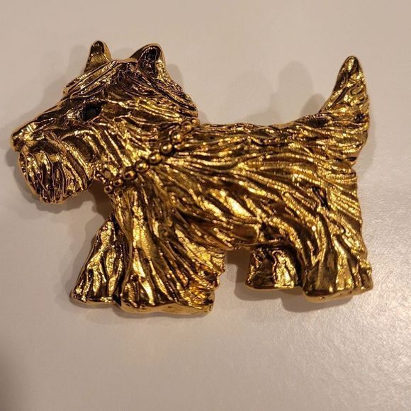 Vintage Scottish Terrier Brooch Gold Tone Pin - Picture 1 of 5